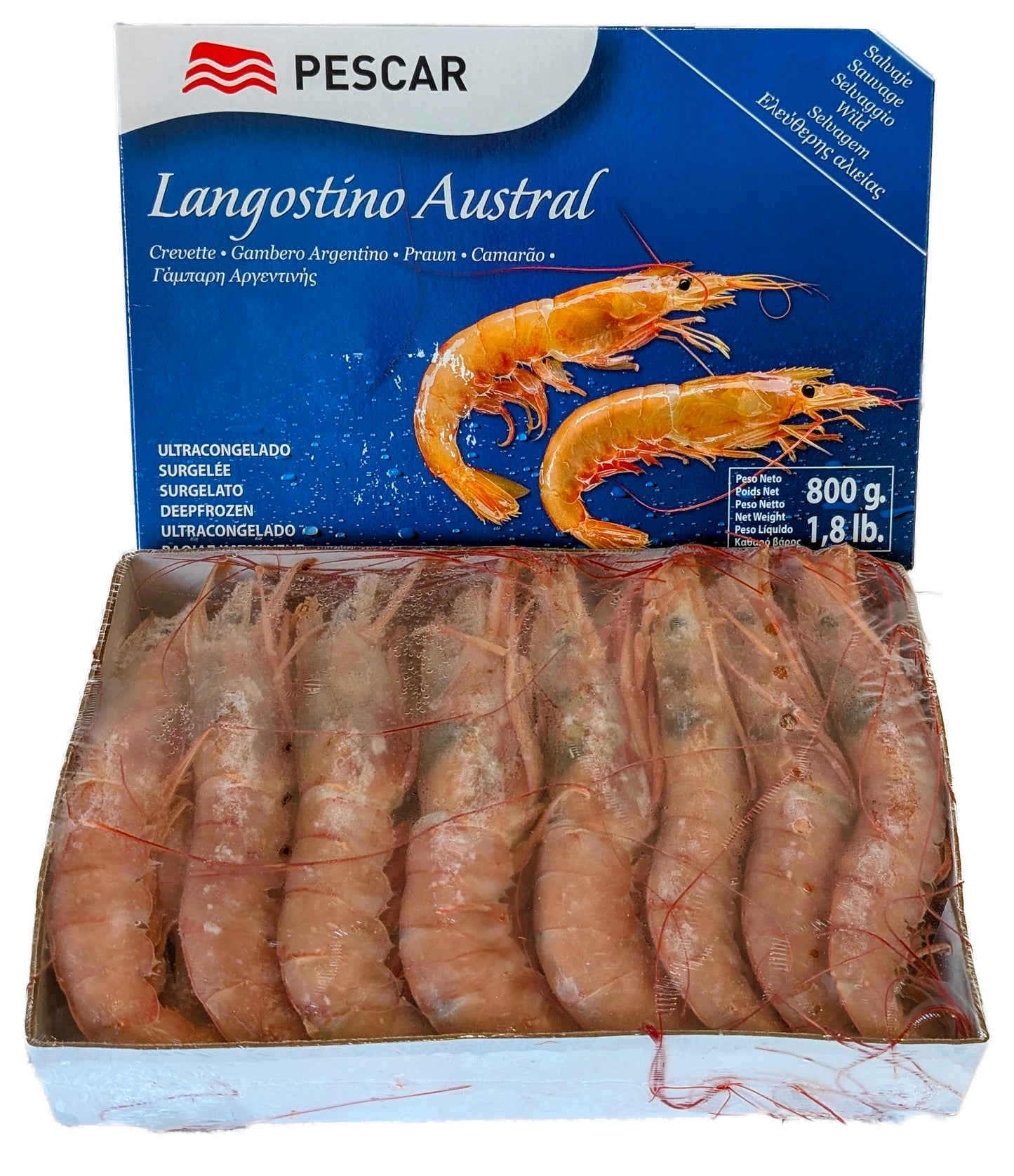 Argentine Red Prawns XL  Wild. Raw. 800 g box